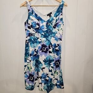 Chaps Ralph Lauren Dress Women's Size 10 Floral Spring Wedding V Neck